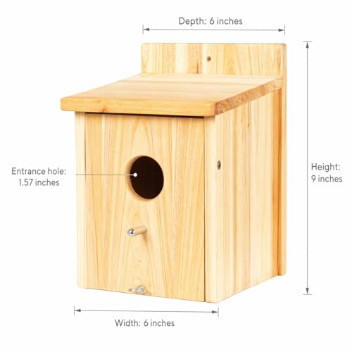 Wooden Bird Houses for Outside Birdhouses Nest Bluebird House for Cardinals Finch Wren Swallow for Garden Viewing 1B - size: 6inch×6inch×9inch