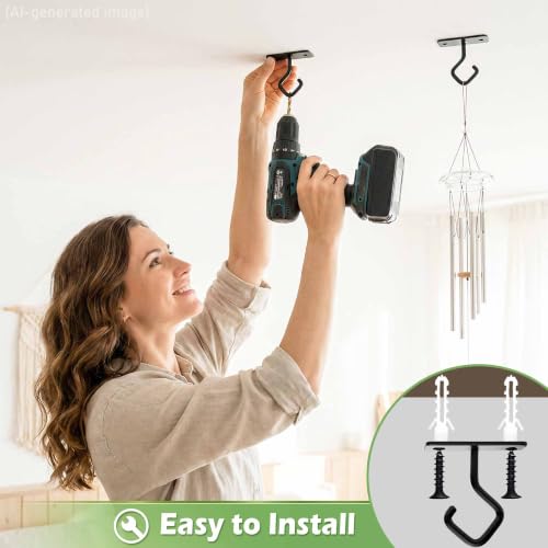 2.5" Ceiling Hooks for Hanging Plants - Heavy Duty Metal Hooks 2-Pack | Rust-resistant Black Wall Mount Hangers with Screws, Perfect for Heavy Bird Feeders, Lanterns, Wind Chimes, Indoor & Outdoor - size: 3C-2.5"4PCs
