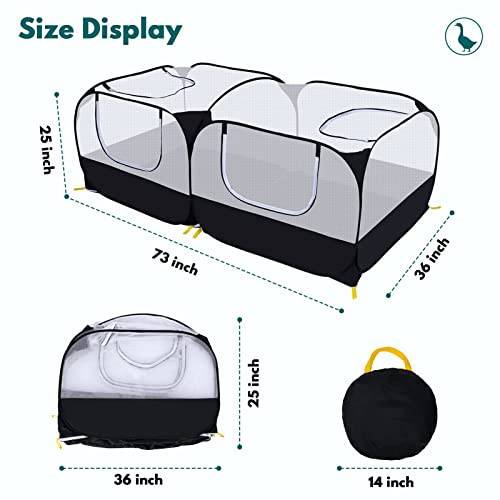 Small Animals Playpen,Pet Cage Tent Large Chicken Run Coop with Detachable Bottom Breathable Transparent Mesh Walls, Foldable Pet Enclosure for Puppy Kitten Rabbits Indoor Outdoor Playpen - color: Black with Detachable Bottom