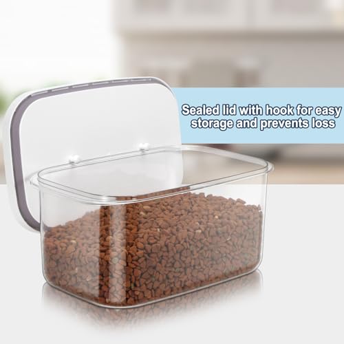 6 lbs Airtight Dog Cat Food Storage Container and Dog Treat Containers BPA-Free, PET Clear Stackable Pet Storage Bin, 1-Cup Scoop, 1-Sponge cleaning brush, Pop Top, With handle, Easy Mobility-Medium - color: White Medium （6L-1Pack)