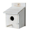 Wooden Bird House for Outside with Perch - Weatherproof Hanging Birdhouse for Finches, Bluebirds, Cardinals - Outdoor Garden Birdhouse with Easy Clean Design - color: White