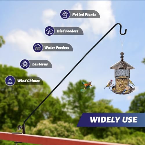 ERYTLLY 4 Packs 3 Inch Clamp 28" Long Deck Hook for Hanging Bird Feeder, Plants, Suet Baskets,Wind Chimes,Lanterns and More - size: Deck Hook - 28 Inch - 4 Packs