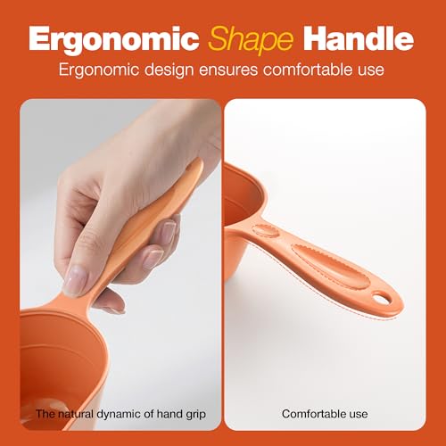 Dog Food Scoop 2 Pack, Pet Cup Capacity Cat Food Scooper With Measuring Lines For Dog, Puppy and Cat Coffee Bean, Flour Scoop Orange - color: Orange
