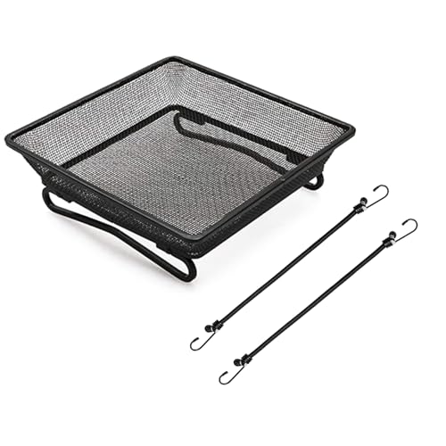 8" x 8" Railing Bird Feeder Tray for Balcony/Deck/Porch Platform Bird Seed Tray with 2 Elastic Rope Ground Mesh for Garden Backyard Outside Wild Birds or Squirrels