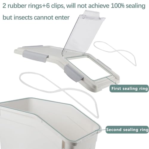 30lb Food Storage Container with Scoop with Handle & Wheels, 2 Pack | Plastic Kitchen Pantry Organization for Rice Flour Pet Food Cereal Baking Supplies Dispenser Storage - color: 2 pack- 30 lb