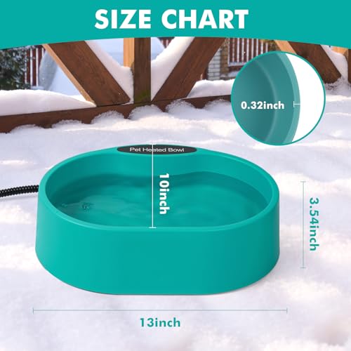 Large Heated Water Bowl for Dogs & Cats Outside, 3.7L Heated Dog Bowl | Heated Dog Water Bowl for Birds,Chicken Water Heater -Keep Water Warm in Winter,35W Thermostatic Control and Anti Chew Cord - size: Oval 3.7 Litres