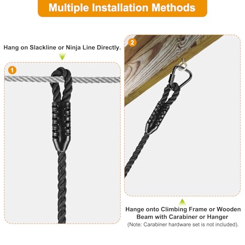 Climbing Cargo Net for Kids Outdoor 49" x 77" Heavy Duty Climbing Net No Knots Climbing Ladder Net for Swing Set, Treehouse, Playground, Ninja Obstacle Course Rope Net for Climbing - 1000LB Capacity - color: Black - 49" X 77"
