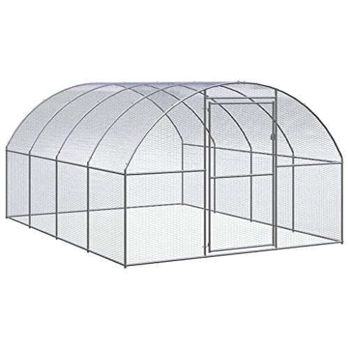Galvanized Steel Chicken Coop 9.8x13.1x6.6 ft Large Chicken Run Outdoor Enclosure for Hens Ducks Small Animals - color: Original, size: 118.1" x 157.5" x 78.7"