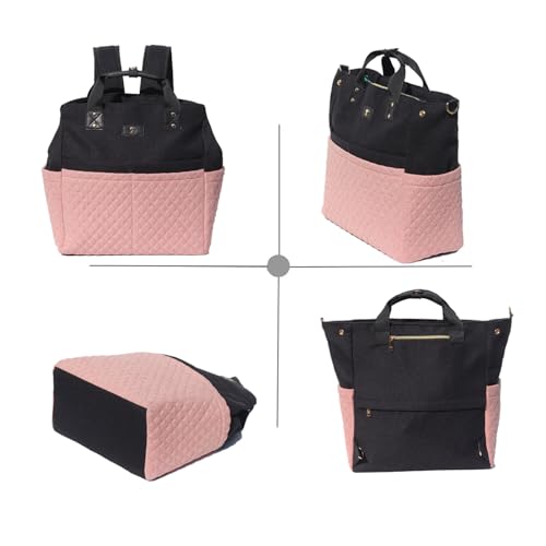 Diaper Tote Bag Totepack Backpack Crossbody Bag 3 in 1 for Women Laptop Backpack Multifunctional with Insulated Pockets - color: Linen Pink