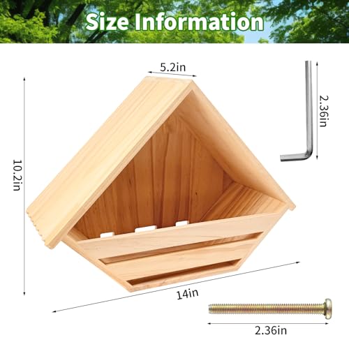 Cedar Mourning Dove Nesting Box, Wooden Dove Bird House for Outdoor | Pre-assemble 14 H x 10 W x 5.2 L Inches Bird Pigeon Doves Nesting and Roosting Platform Hanging Birdhouse Garden Decoration