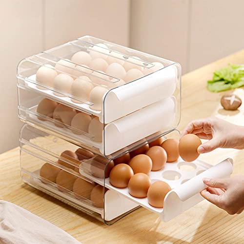 Fridge Organizers and Storage, Egg Organizer Container for Refrigerator | Large Capicity Transparent, Stackable Plastic Egg Holder