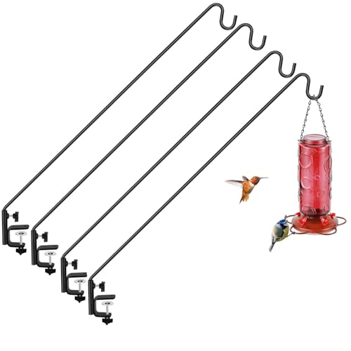 ERYTLLY 4 Packs 3 Inch Clamp 28" Long Deck Hook for Hanging Bird Feeder, Plants, Suet Baskets,Wind Chimes,Lanterns and More - size: Deck Hook - 28 Inch - 4 Packs