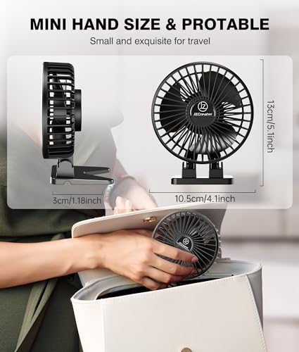JZCreater USB Desk Fan, Mini Portable, 3 Speeds Desktop Table Cooling, Plug in Power, Rotation Strong Wind, Quiet Personal Small for Home Office Travel Bedroom, Black - color: Black Black