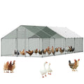 VEVOR Large Metal Chicken Coop with Run, 9.8x26.5x6.5 ft Walk-in Chicken Runs for Yard with Cover, Spire Roof Hen House with Security Lock for Outdoor and Backyard, Farm, Duck Rabbit Cage Poultry Pen - size: 314.9"L x 118.1"W x 78.7"H