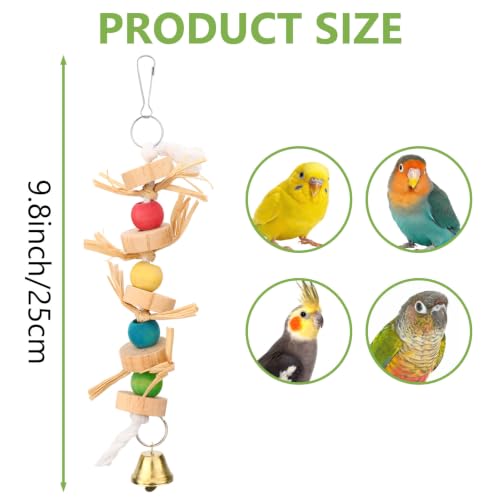 Hypeety Parrot Pet Bird Chew Bird Toys Parakeet Toys Wooden Straw with Bell Cage Swing Toys Bird Cage Hanging Accessory - color: Wooden Straw