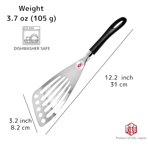 Left Handed Fish Spatula Stainless Steel Egg Flipper 12” | Fish Turner Spatula Slotted Turner Utensils Seki Japan - color: Stainless Steel, size: for Left-handed