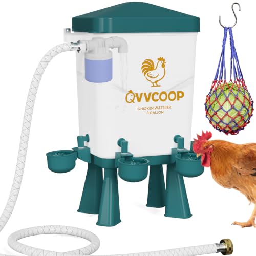 3 Gallon Automatic Chicken Waterer with Float Valve, Water Contatiner Cup Dispenser for Chicken, Float Controlled Poultry Drinking Supplies, Standing/Hang Use, 3 Gallon, Blue - color: Blue