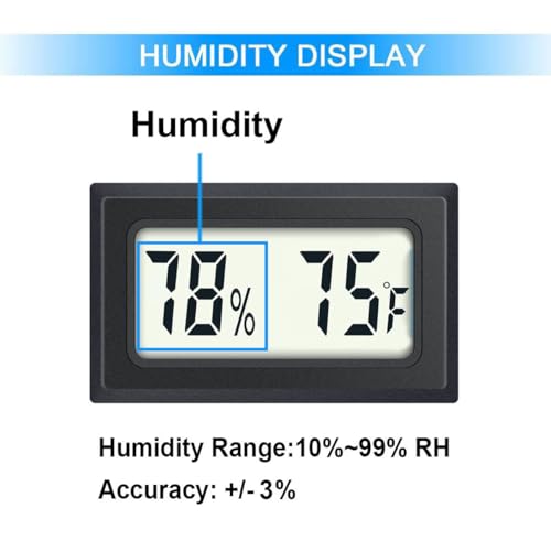 JEDEW 2 Pack Mini Digital Hygrometer Thermometer Gauge, Indoor Outdoor Temperature Humidity Meter for Humidifiers Greenhouse Reptile Plant Humidors, Large LCD Screen, Display in Fahrenheit (℉) (2)