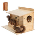 Squirrel House, Squirrel Box, Squirrel Houses for Outside, Squirrel Boxes with Front Feeder, Nesting Box, Wooden Houses with Predator Guard Design for Squirrels, Chipmunk and Small Animals