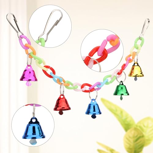 Hypeety Colorful Bird Bell Toys Parakeet Cage Hanging Chew Bells for Parrot | Bright colorful bells, chewable, safe materials, fits most cages, easy to hang, reduces boredom, for small parakeets, 5 bells - color: Swing Bell