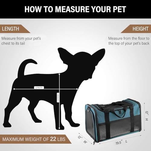 Cat Carrier - Portable Foldable Dog Pet Carrier, Soft-Sided Pet Bag up to 22 Lbs, Airline Approved Travel Puppy Carrier - color: Blue, size: 19.7"L x 12"W x 12"H