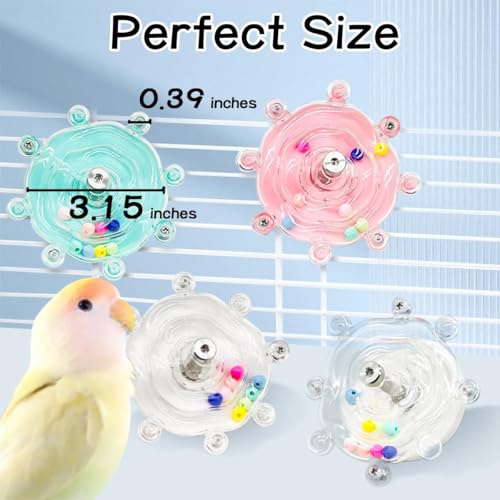 MANON ROSA Bird Toys for Parrots - Spinning Wheel Chew Toy with Rotating Plastic Spinner, Enrichment Puzzle Cage Activity for Parakeets, Conures & Cockatiels - color: 01 Blue