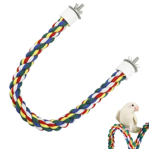 Bird Rope Perch - 40CM/15.7inch Colorful Perches Climbing Standing Bungee Rope Perches Chew Toys for Cockatiels Parrots