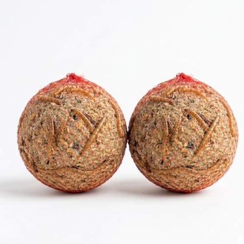 Undique Quail & Gamebird Feed Suet Ball, Enrichment Knödel with Mealworms, 2 Count, Natural Beak Wear & Pecking Behavior