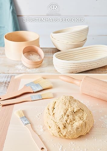 Redecker Pastry Brushes Set with Untreated Beechwood Handles, 4 Different Sizes, Multi-purpose Brushes with Natural Boar Bristles for Basting, Glazing and More, Made in Germany - size: Set of 4