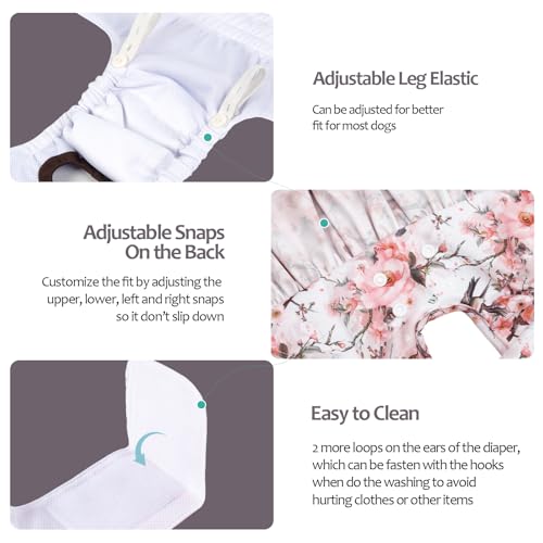 CuteBone Female Dog Diapers with Skirts 3 Pack Reusable Puppy Dresses Pants for Heat Cycle Period - size: S