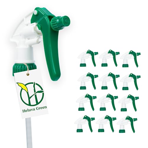 Heluva Green Spray Bottle Nozzle Replacement Tops, Green 13 Pack | Heavy-duty trigger sprayer tops for commercial and home cleaning. Fits 8/16/24/32 oz plastic & glass bottles. - color: Green, size: 13 Pack