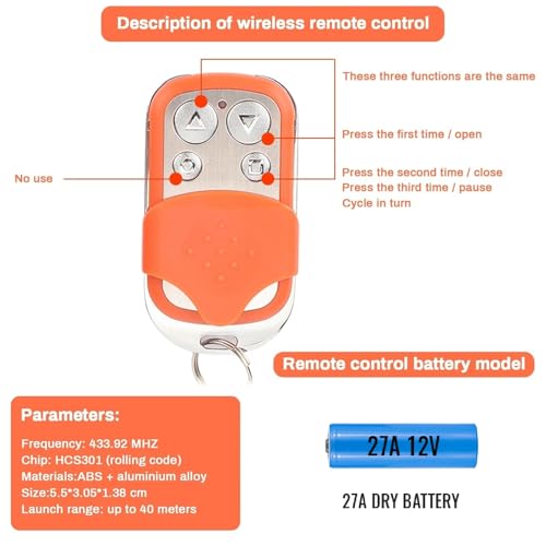 4Pcs Garage Door Opener Remote for 433.92MHz, HCS301 Rolling Code Chip Automatic Gate Opener Remote Replacement for Barn Doors, Warehouse Doors & Chicken Coop Doors, up to 131FT