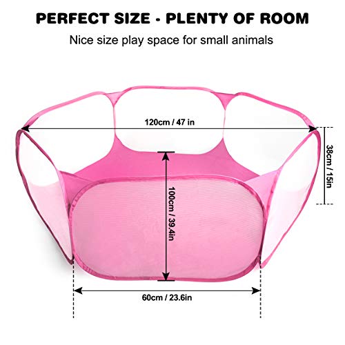 Guinea Pig Cage Rabbit Cage Indoor with Mat Playpen Perfect Size for Small Animal Pet Play Pen Easy to Clean Exercise Yard Fence Portable Tent for Hamsters, Chinchillas, Hedgehog, Puppy, Cats - color: Pink