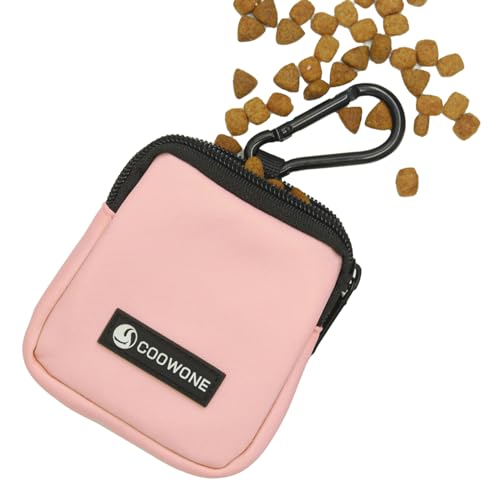 Dog Treat Pouch Pocket Sized Pet Puppy Training Pouch for Dog Training Behavior Aids, Waterproof Nylon Fabric Dog Poop Bag Holder, Hands Free Dog Walking Bag with Metal Carabiner (Pink) - color: Pink