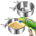 2 Pack Bird Feeding Bowls Cups Parrot Food Water Dishes, Stainless Steel Bird Bowl Cup Dish with Clamp, Birdcage Feeder Pet Cage Bowls for Parrot Cockatiel Budgie Conure Parakeet Small Animal - size: 2 Pack
