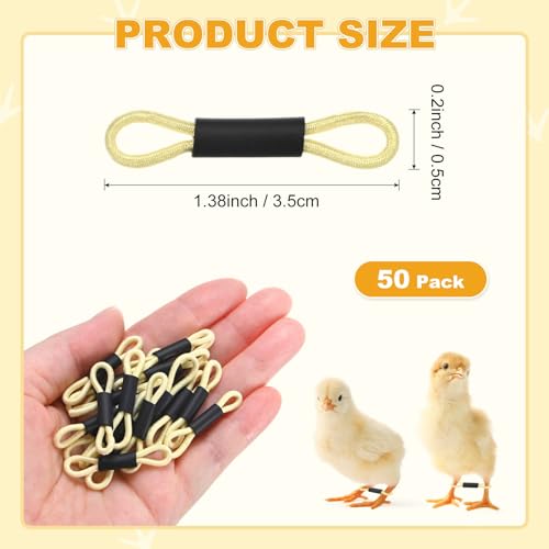 M METERXITY 50-Pack Adjustable Chick Leg Bands, 1.38" x 0.2" Polyester Chicken Leg Brace for Chicks/Ducks/Birds [Light Yellow] Poultry Leg Bands - color: LightYellow