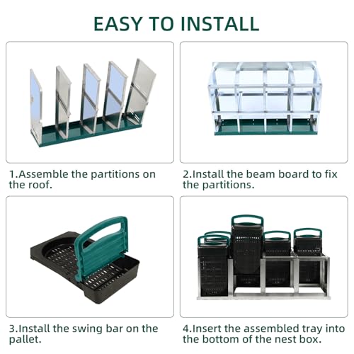 Chicken Nesting Box, Green 8 Hole Chicken Laying Box, Tray for Easy Egg Collection, Large Holes for Ventilation, Suitable for Chickens & Ducks