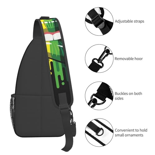 Lgbt Pride Rainbow Lips Art Black Sling Backpack Crossbody Shoulder Bag Chest Bag Travel Chest Pack Casual Daypack For Women Men Hiking Sports Working - color: Black2