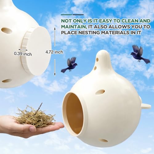 Yaocom 8 Pack Purple Martin Gourds, Plastic Martin Gourds with Circular Entrance, L-Shaped Shelf, Drainage System, Easy to Clean and Maintain Spacious Birdhouse