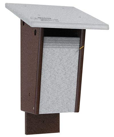 BestNest Amish Made Sparrow Resistant Bluebird House | Gray & Brown Recycled Plastic Birdhouse with Slot Entrance, Overhanging Roof & Easy Clean-Out | Durable Outdoor Nesting Box for Bluebirds
