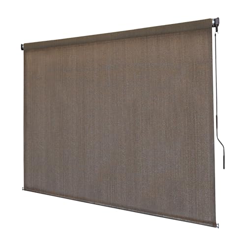 Outdoor Patio Roll Up Shade for Use on Exterior Porch, Patio, Window and More | High Density Polyethylene Privacy Screen Blocks 89% of UV Rays | Hardware Included | 4 ft Wide | Hazelwood - color: Hazelwood, size: 48"W x 72"H