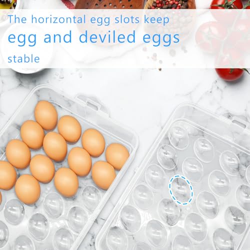 2 Layers Deviled Egg Containers with Lid,48 Slots Deviled Eggs Holder with Handle,Plastic Egg Tray,Portable Egg Storage Carrier Platter for Easter,Thanksgiving Day,Party,Picnic - style: 2-layer 48egg