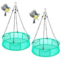 2 Pcs Bird Seed Catcher Trays, 16 Inch Green Spill Guard Platform for Hanging Feeders, Windproof Mesh Seed Hoop with Hooks, Outdoor Feeder Accessory