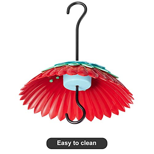 8" Hummingbird Feeder Dome Baffle with Ant Moat, Red Rain Cover | Weather Guard for outdoors, Small Shade Umbrella, 3 Metal adjustable Hooks, Anti Sun/Rain/Snow/Poop - color: Red