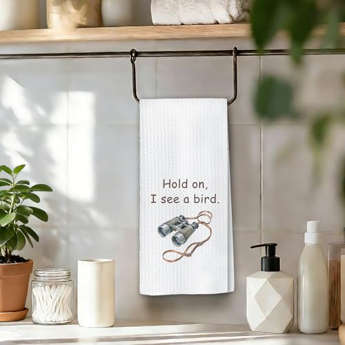 Chicimln Bird Watching Gifts Kitchen Towels, Birding Lover Gifts Decorative Hand Towels for Bathroom, Hold on I See a Bird Dish Tea Towel Drying Cloth for Kitchen, 16x24 Inch - color: Bird Nerd B