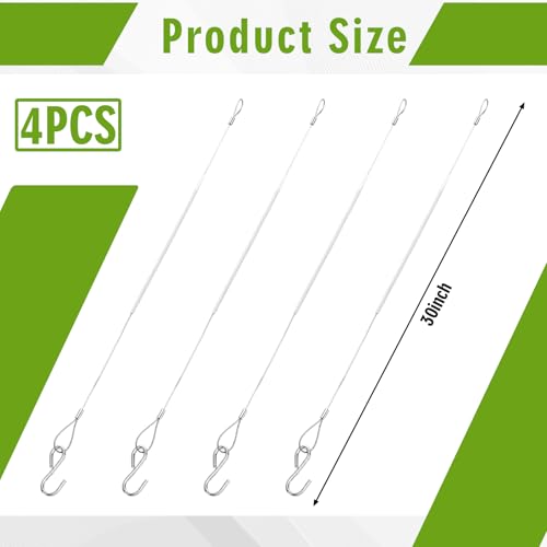 4pcs Bird Feeder Hanger for Tree with S-Hook Hanging Cable Tree Limb Protector with Silicone Sleeve Flexible Stainless Steel Cable for Heavy Bird Feeders, Plants, Baths (30inch) - size: 30Inch