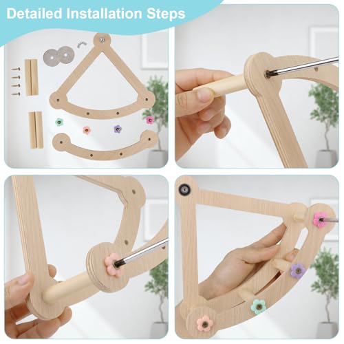 Bird Swing Toy Multilayer Bird Playground Natrual Wooden Activity Toy for Parakeets, Cockatiels, Conures, Lovebirds Cage Perch Stand with Chew Toys & Climbing Ladders (9.4x3.9x7.9 Inch)