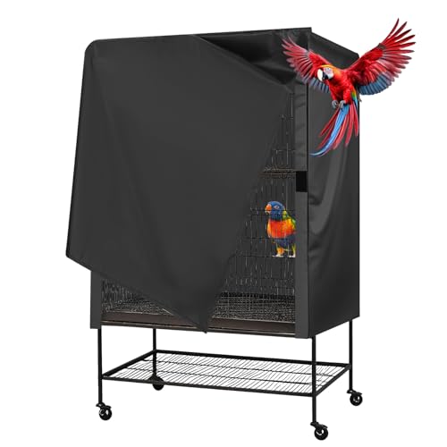 Bird Universal Pet Cage Cover, Pets Product Universal Birdcage Cover, Water-Proof Good Night Black-Out Birdcage Covers, for Parrot Parakeet Small Animal Sleeping, Black, 33L x 23W x 41H inches
