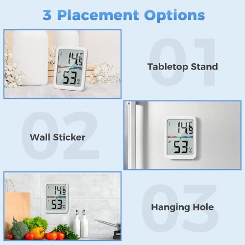 Digital Thermometer Hygrometer, Large LCD Screen Room Thermometer Temperature, Wall Thermometer Humidity Indoor with High Accuracy, Suitable for Greenhouse, Home and Office Measuring Devices