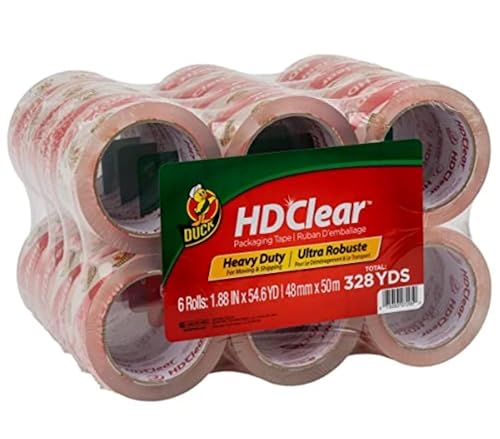 Duck HD Clear Packing Tape Refills - 24 Rolls of Heavy Duty Shipping and Moving Packing Tape - Clear Strong Packaging Tape for Boxes, Packing and Moving Supplies - 1.88 In. x 54.6 Yards (393730) - size: 24 Rolls